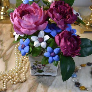 "For Mother with Love" painted on front of small trinket box w/ Sola flowers